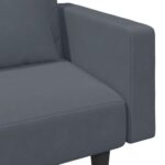 Ensemble de canapés 2 pcs avec coussins gris foncé velours – Image 7