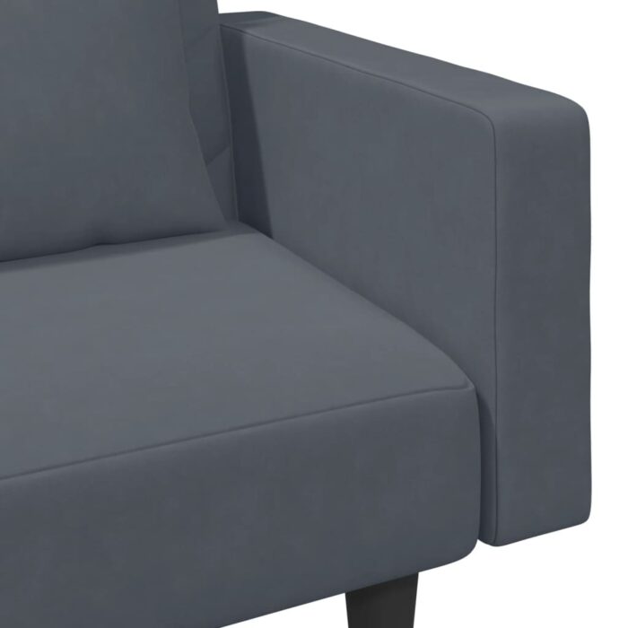 Ensemble de canapés 2 pcs avec coussins gris foncé velours – Image 7