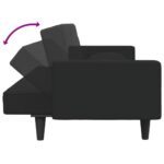 Ensemble de canapés 2 pcs avec coussins noir velours – Image 4