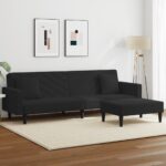 Ensemble de canapés 2 pcs avec coussins noir velours