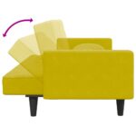 Ensemble de canapés 2 pcs avec coussins jaune velours – Image 4