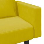 Ensemble de canapés 2 pcs avec coussins jaune velours – Image 7
