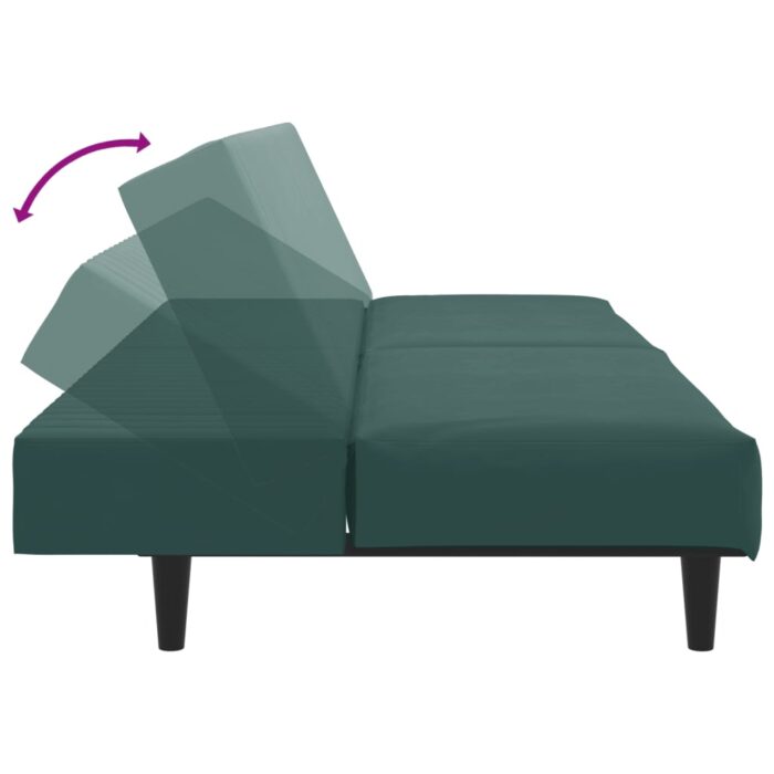 Ensemble de canapés 2 pcs vert foncé velours – Image 4