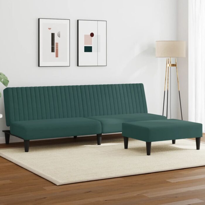 Ensemble de canapés 2 pcs vert foncé velours – Image 1