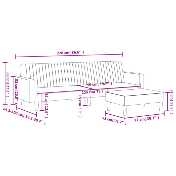 Ensemble de canapés 2 pcs gris foncé velours – Image 9