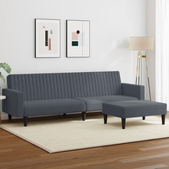 Ensemble de canapés 2 pcs gris foncé velours – Image 1