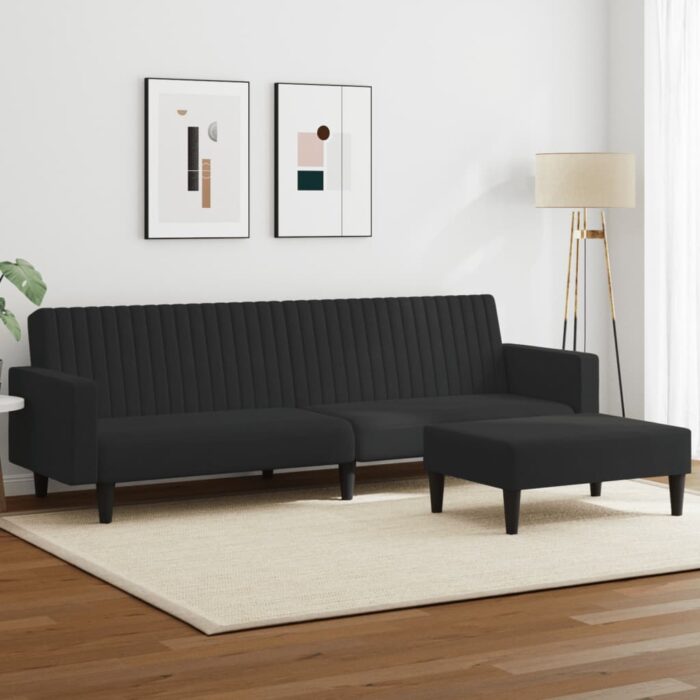 Ensemble de canapés 2 pcs noir velours – Image 1