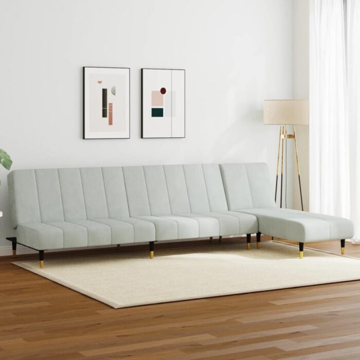 Ensemble de canapés 2 pcs gris clair velours – Image 1