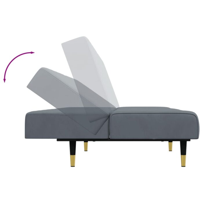 Ensemble de canapés 2 pcs gris foncé velours – Image 6