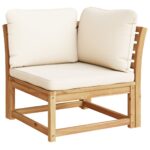 Salon de jardin 6 pcs avec coussins bois d'acacia solide – Image 2