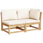 Salon de jardin 3 pcs avec coussins bois massif d'acacia – Image 2