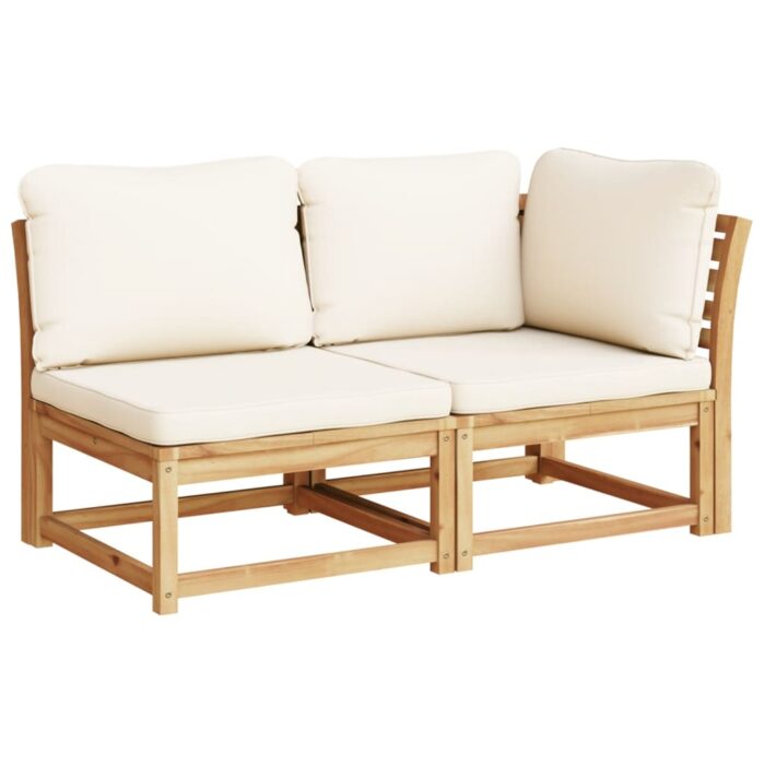 Salon de jardin 3 pcs avec coussins bois massif d'acacia – Image 2