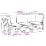 Salon de jardin 3 pcs avec coussins bois massif d'acacia – Image 6