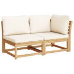 Salon de jardin 4 pcs avec coussins Bois d'acacia solide – Image 2