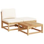 Salon de jardin 6 pcs avec coussins bois d'acacia solide – Image 2