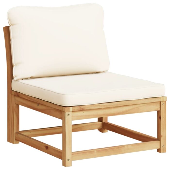 Salon de jardin 6 pcs avec coussins bois d'acacia solide – Image 3