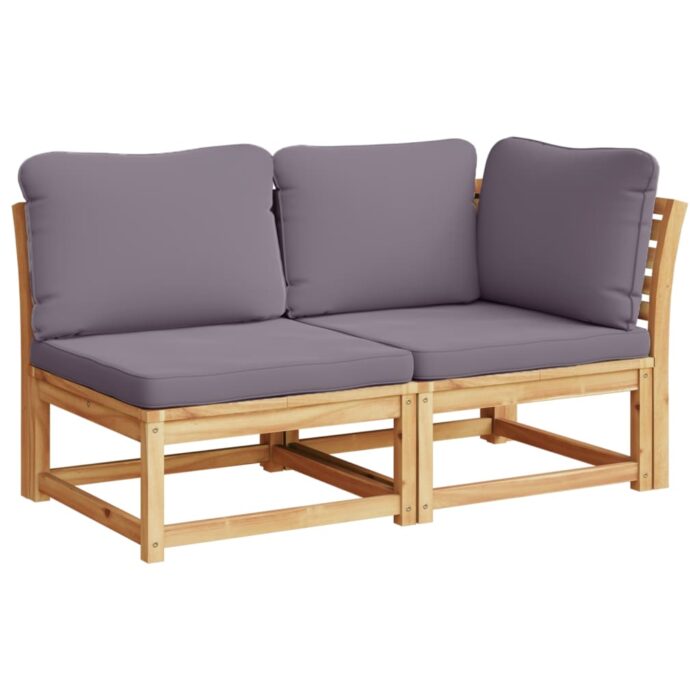 Salon de jardin 3 pcs avec coussins bois massif d'acacia – Image 2