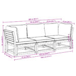 Salon de jardin 3 pcs avec coussins bois massif d'acacia – Image 6