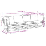 Salon de jardin 4 pcs avec coussins Bois d'acacia solide – Image 5