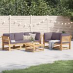 Salon de jardin 6 pcs avec coussins bois d'acacia solide