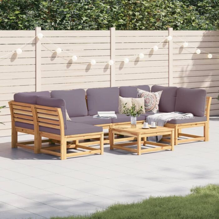 Salon de jardin avec coussins 7 pcs bois massif d'acacia – Image 1