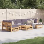 Salon de jardin avec coussins 8 pcs bois massif d'acacia