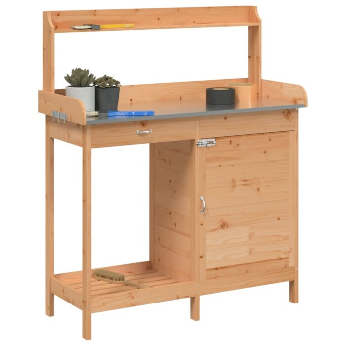 Table de rempotage avec armoire marron bois massif de sapin – Image 2