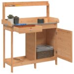 Table de rempotage avec armoire marron bois massif de sapin – Image 3