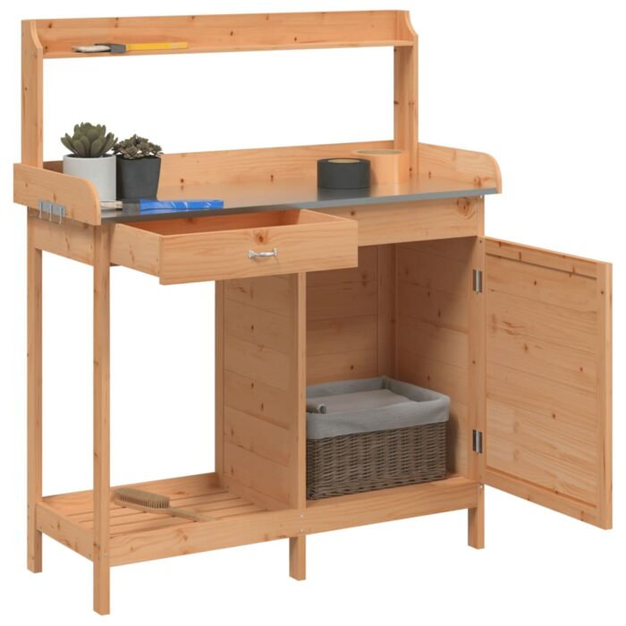 Table de rempotage avec armoire marron bois massif de sapin – Image 3