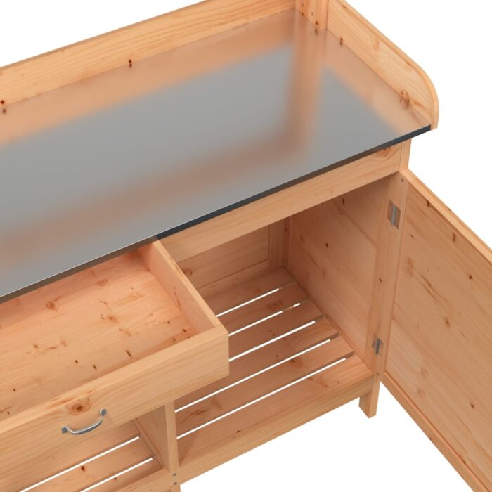 Table de rempotage avec armoire marron bois massif de sapin – Image 9