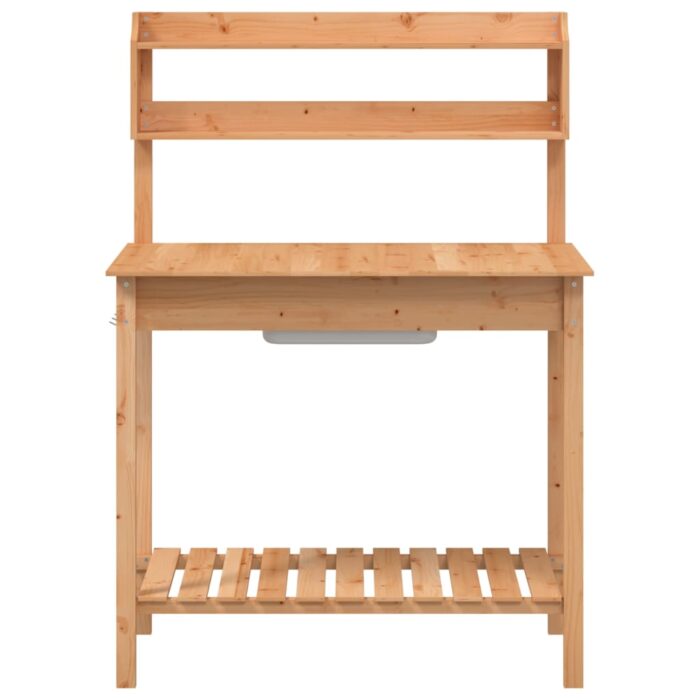 Table de rempotage avec évier marron bois massif de sapin – Image 5
