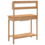 Table de rempotage avec évier marron bois massif de sapin – Image 7