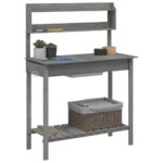 Table de rempotage avec évier gris bois massif de de sapin – Image 2