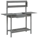 Table de rempotage avec évier gris bois massif de de sapin – Image 4
