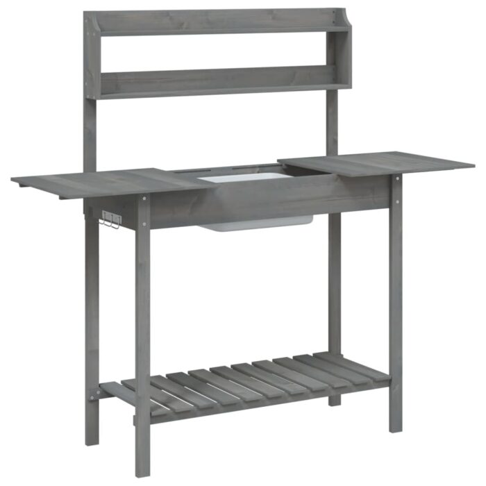 Table de rempotage avec évier gris bois massif de de sapin – Image 4