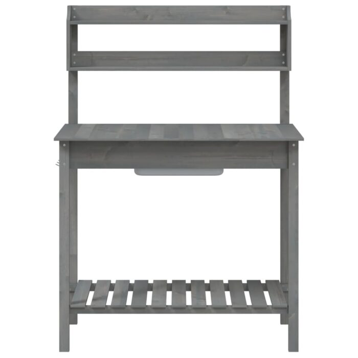 Table de rempotage avec évier gris bois massif de de sapin – Image 5