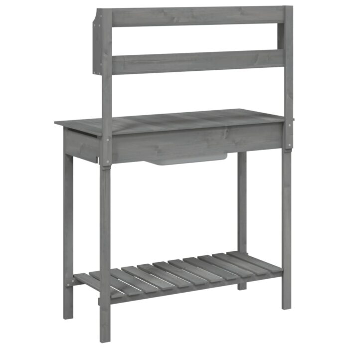 Table de rempotage avec évier gris bois massif de de sapin – Image 7