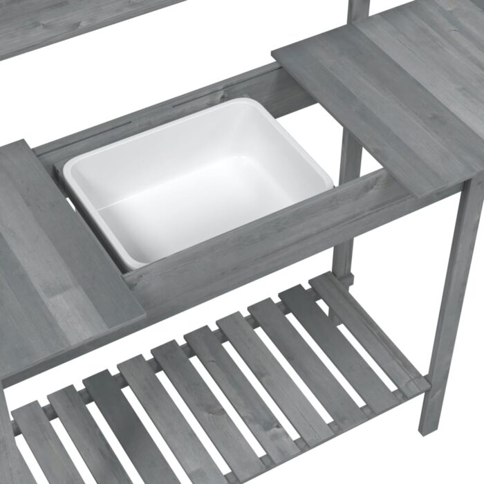 Table de rempotage avec évier gris bois massif de de sapin – Image 9
