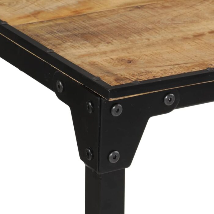 Ensemble de bar 5 pcs bois de manguier brut massif et métal – Image 12