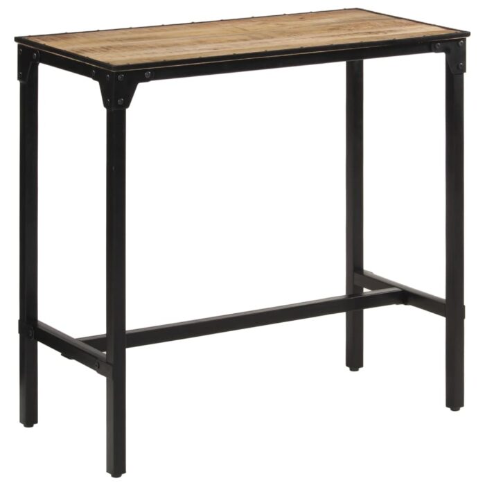 Ensemble de bar 5 pcs bois de manguier brut massif et métal – Image 6