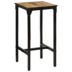 Ensemble de bar 3 pcs bois de manguier brut massif et métal – Image 6