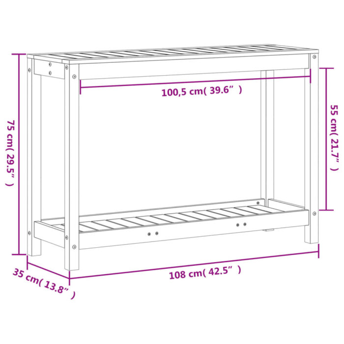 Table de rempotage avec étagère 108x35x75 cm bois pin imprégné – Image 8