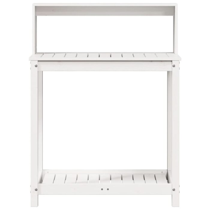 Table de rempotage avec étagères blanc bois massif de pin – Image 3
