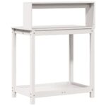 Table de rempotage avec étagères blanc bois massif de pin – Image 5