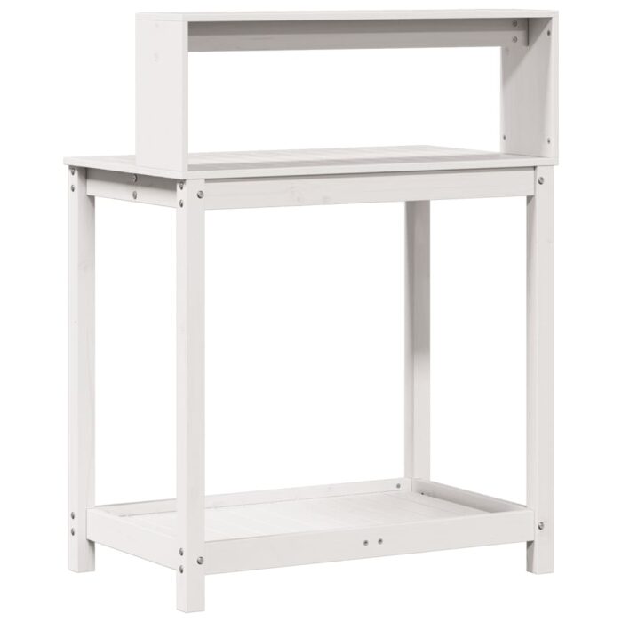 Table de rempotage avec étagères blanc bois massif de pin – Image 5
