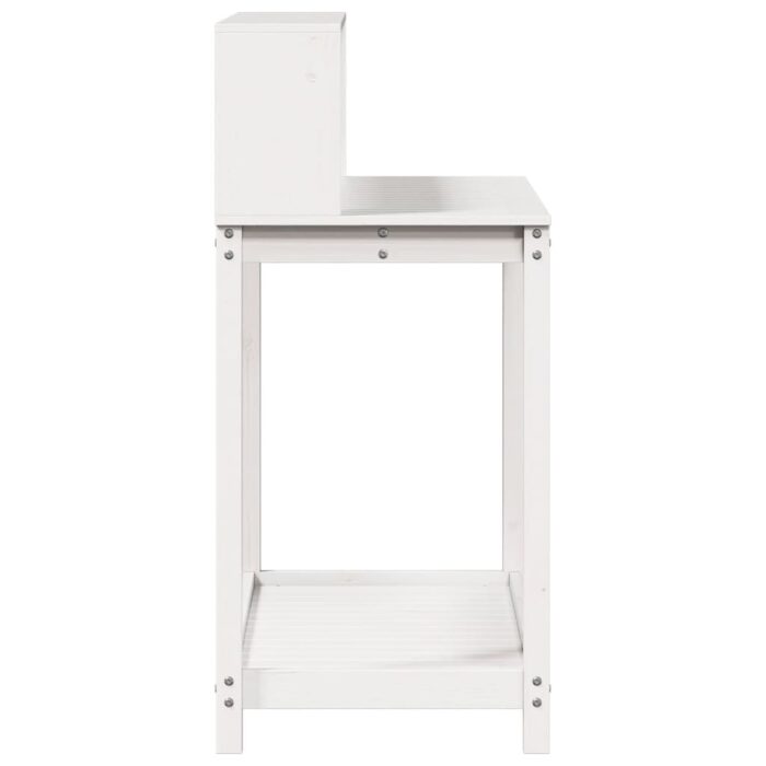 Table de rempotage avec étagères blanc bois massif de pin – Image 4