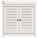 Table de rempotage avec étagères blanc bois massif de pin – Image 3