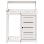 Table de rempotage avec étagères blanc bois massif de pin – Image 3