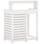 Table de rempotage avec étagères blanc bois massif de pin – Image 5