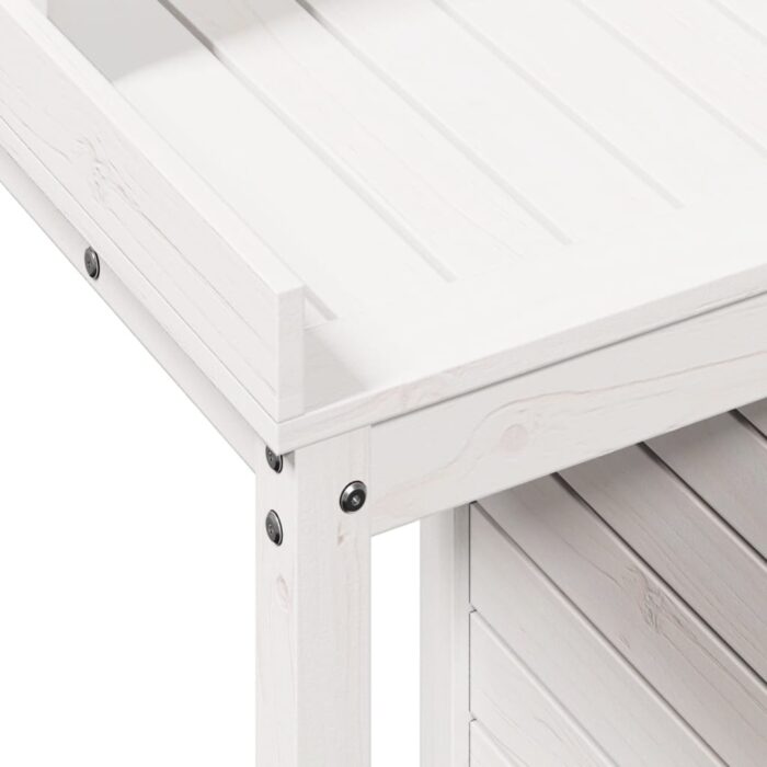 Table de rempotage avec étagères blanc bois massif de pin – Image 6